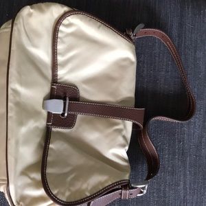 Authentic Prada tan & brown shoulder bag satchel